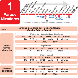 Horario de ida Línea L-1 Fuenlabrada Autobuses Urbanos