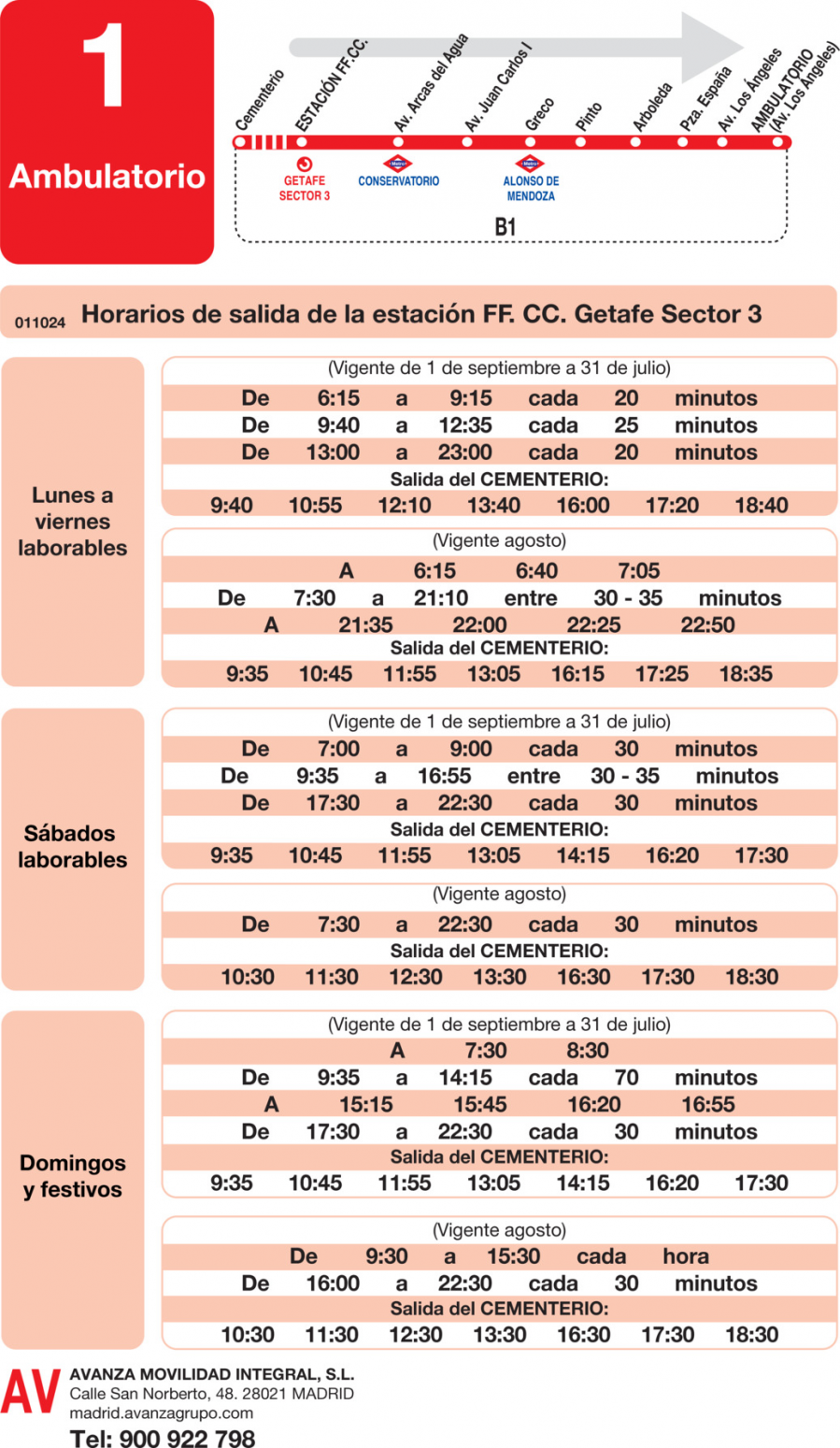 Horario de ida