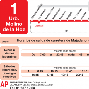 Horario de ida Línea L-1 Las Rozas Autobuses Urbanos