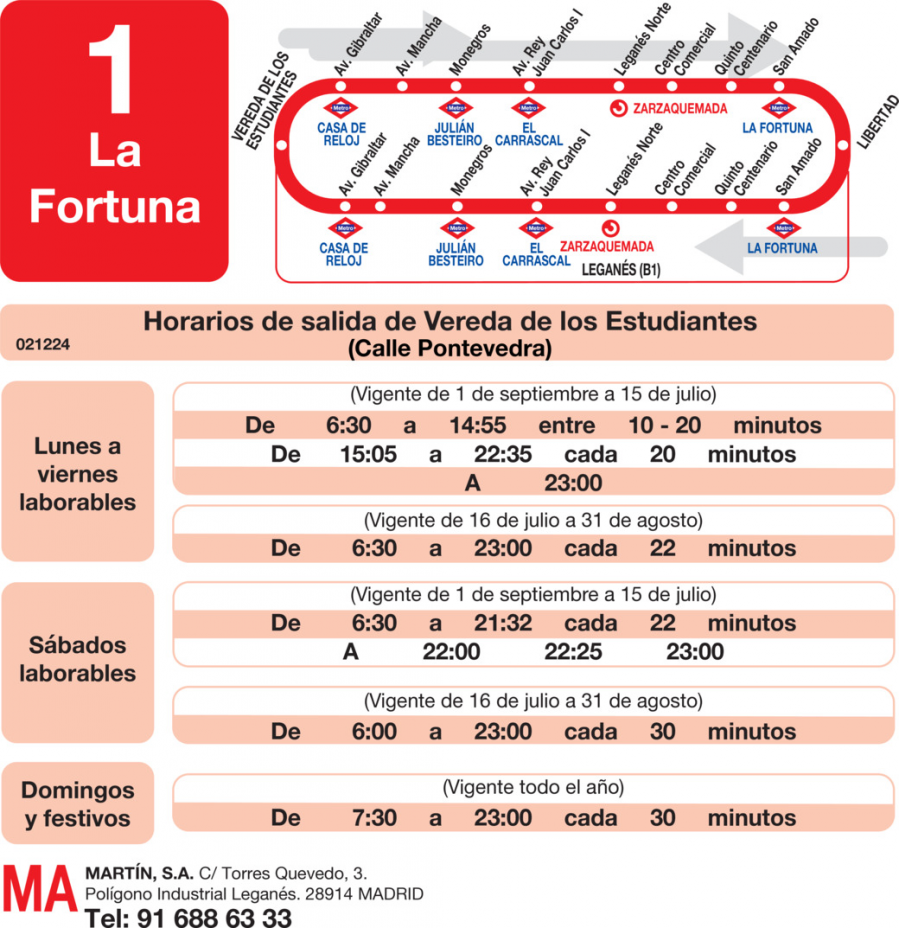 Horario de ida