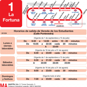 Horario de ida Línea L-1 Leganés Autobuses Urbanos