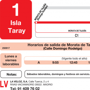 Horario de ida Línea L-1 Morata de Tajuña Autobuses Urbanos