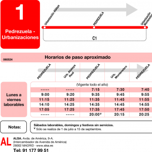 Horario de ida Línea L-1 Pedrezuela Autobuses Urbanos