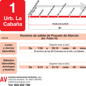 Horario de ida Línea L-1 Pozuelo de Alarcón Autobuses Urbanos