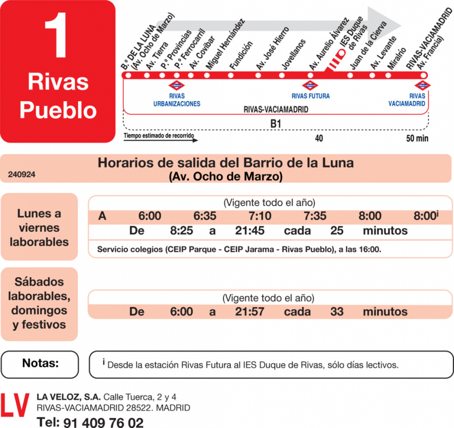 Horario de ida