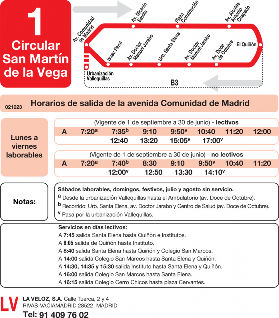 Horario de ida