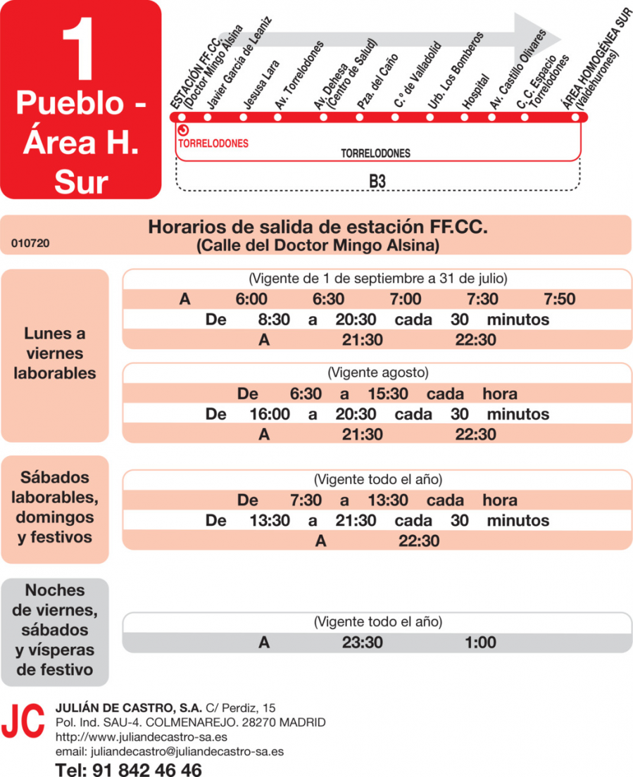 Horario de ida