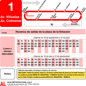 Horario de ida Línea L-1 Tres Cantos Autobuses Urbanos