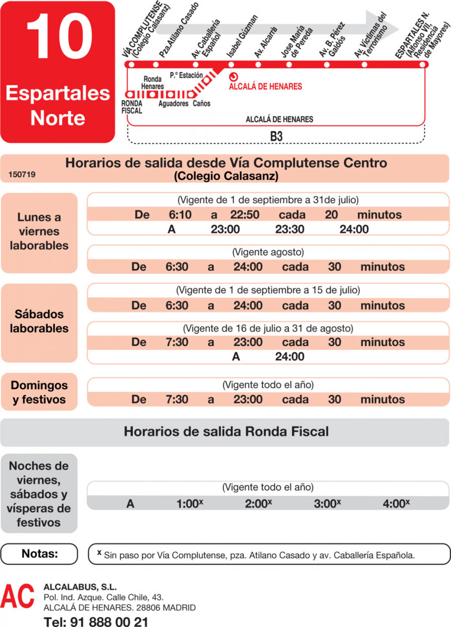 Horario de ida