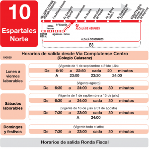 Horario de ida Línea L-10 Alcalá de Henares Autobuses Urbanos