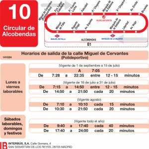 Horario de ida Línea L-10 Alcobendas Autobuses Urbanos