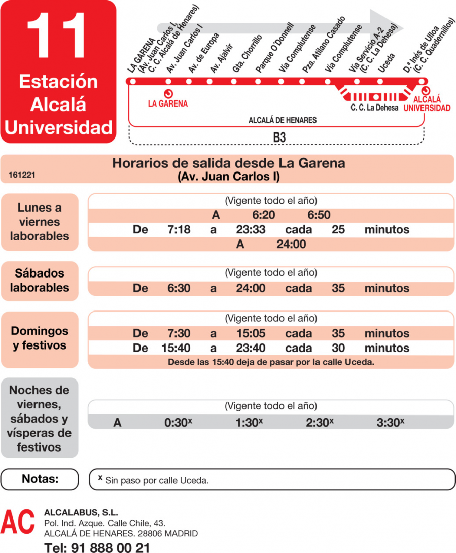 Horario de ida