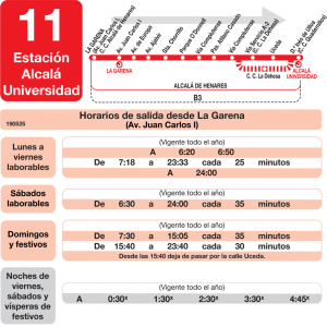 Horario de ida Línea L-11 Alcalá de Henares Autobuses Urbanos