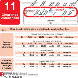 Horario de ida Línea L-11 Alcobendas Autobuses Urbanos