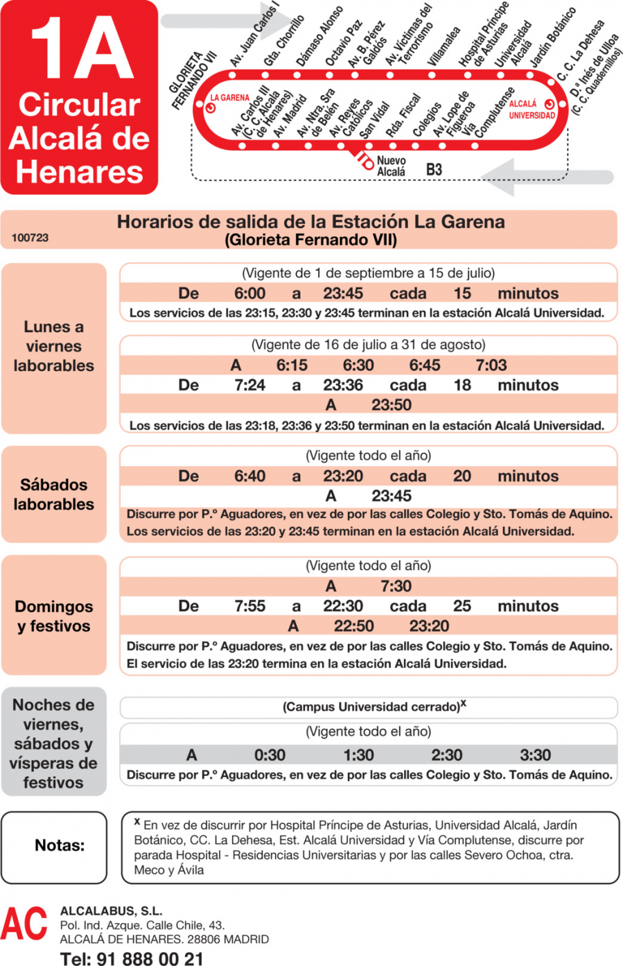 Horario de ida