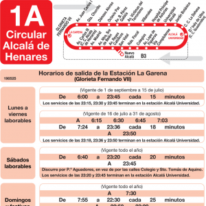 Horario de ida Línea L-1A Alcalá de Henares Autobuses Urbanos