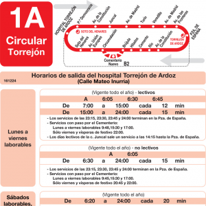 Horario de ida Línea L-1A Torrejón de Ardoz Autobuses Urbanos