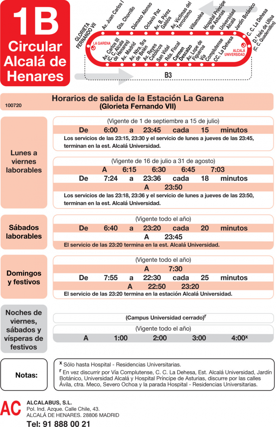 Horario de ida