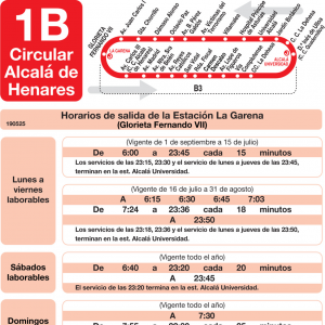 Horario de ida Línea L-1B Alcalá de Henares Autobuses Urbanos