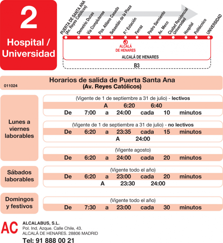 Horario de ida