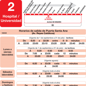 Horario de ida Línea L-2 Alcalá de Henares Autobuses Urbanos