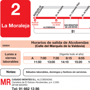Horario de ida Línea L-2 Alcobendas Autobuses Urbanos