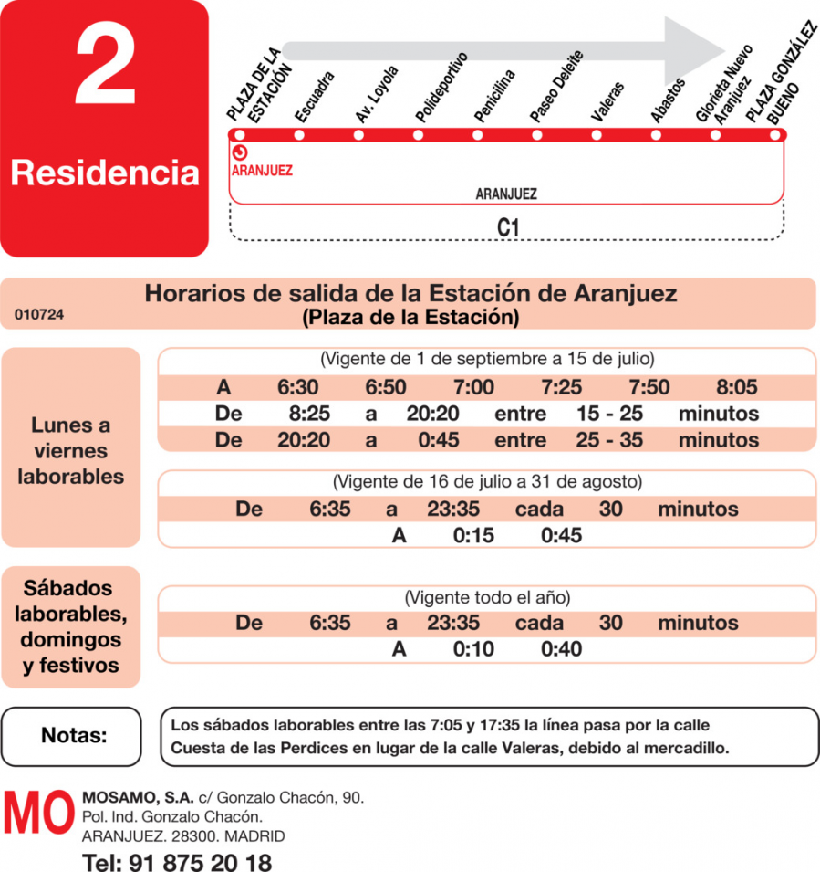 Horario de ida