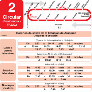 Horario de ida Línea L-2 Aranjuez Autobuses Urbanos