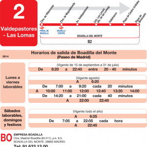 Horario de ida Línea L-2 Boadilla del Monte Autobuses Urbanos
