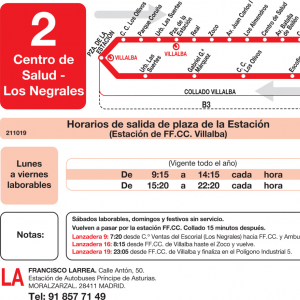 Horario de ida Línea L-2 Collado-Villalba Autobuses Urbanos