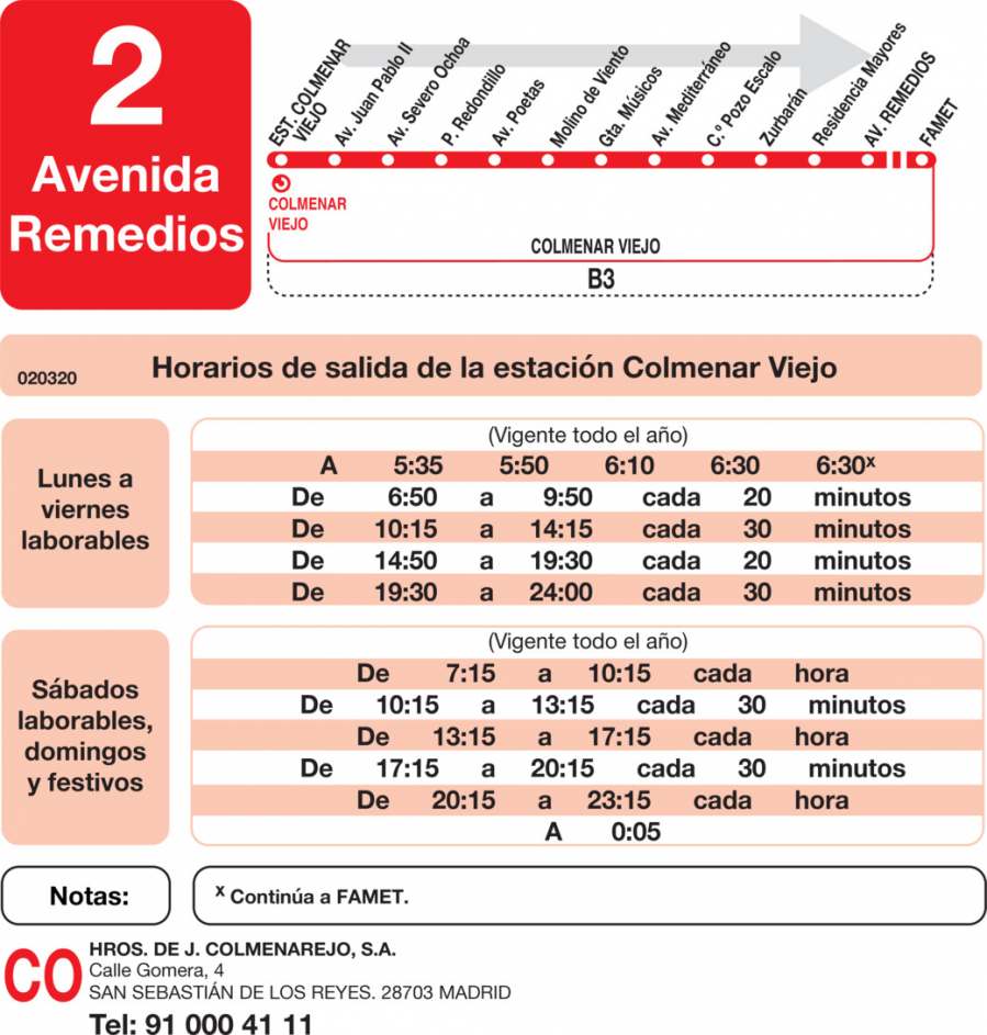 Horario de ida