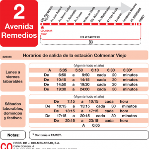 Horario de ida Línea L-2 Colmenar Viejo Autobuses Urbanos