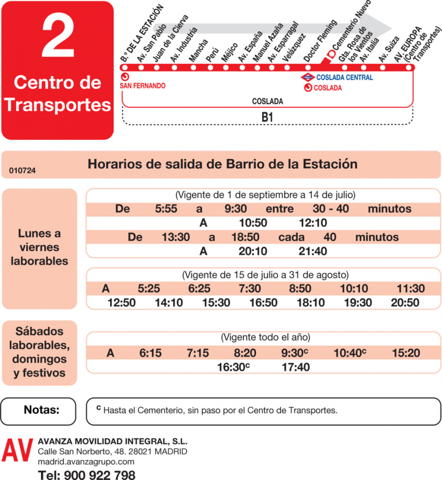 Horario de ida