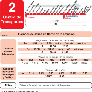 Horario de ida Línea L-2 Coslada Autobuses Urbanos