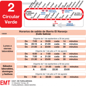 Horario de ida Línea L-2 Fuenlabrada Autobuses Urbanos