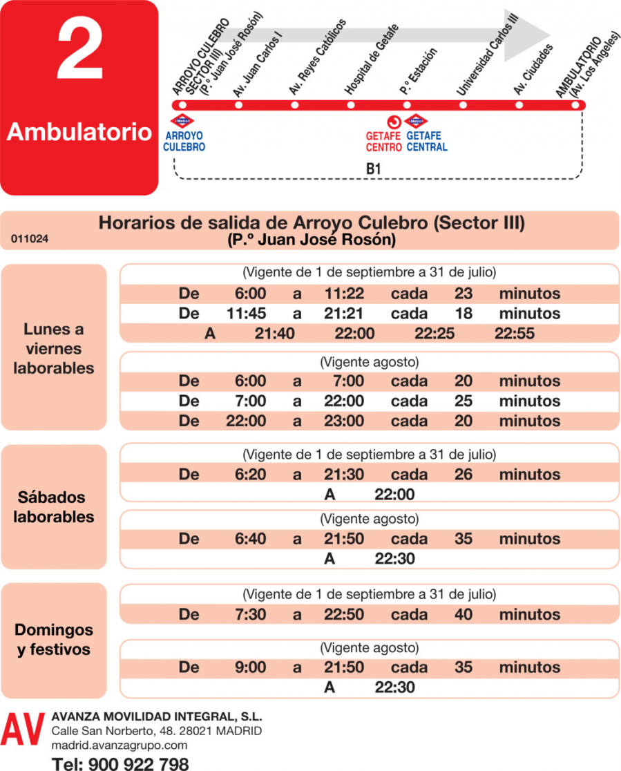 Horario de ida