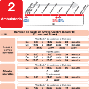 Horario de ida Línea L-2 Getafe Autobuses Urbanos