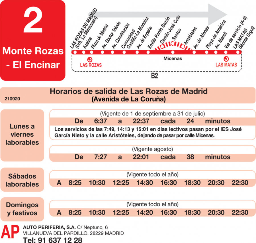 Horario de ida