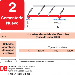 Horario de ida Línea L-2 Móstoles Autobuses Urbanos