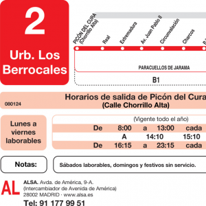 Horario de ida Línea L-2 Paracuellos de Jarama Autobuses Urbanos