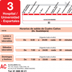 Horario de ida Línea L-3 Alcalá de Henares Autobuses Urbanos