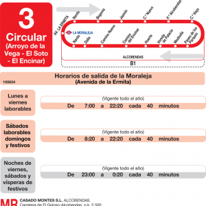 Horario de ida Línea L-3 Alcobendas Autobuses Urbanos