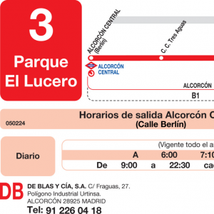 Horario de ida Línea L-3 Alcorcón Autobuses Urbanos