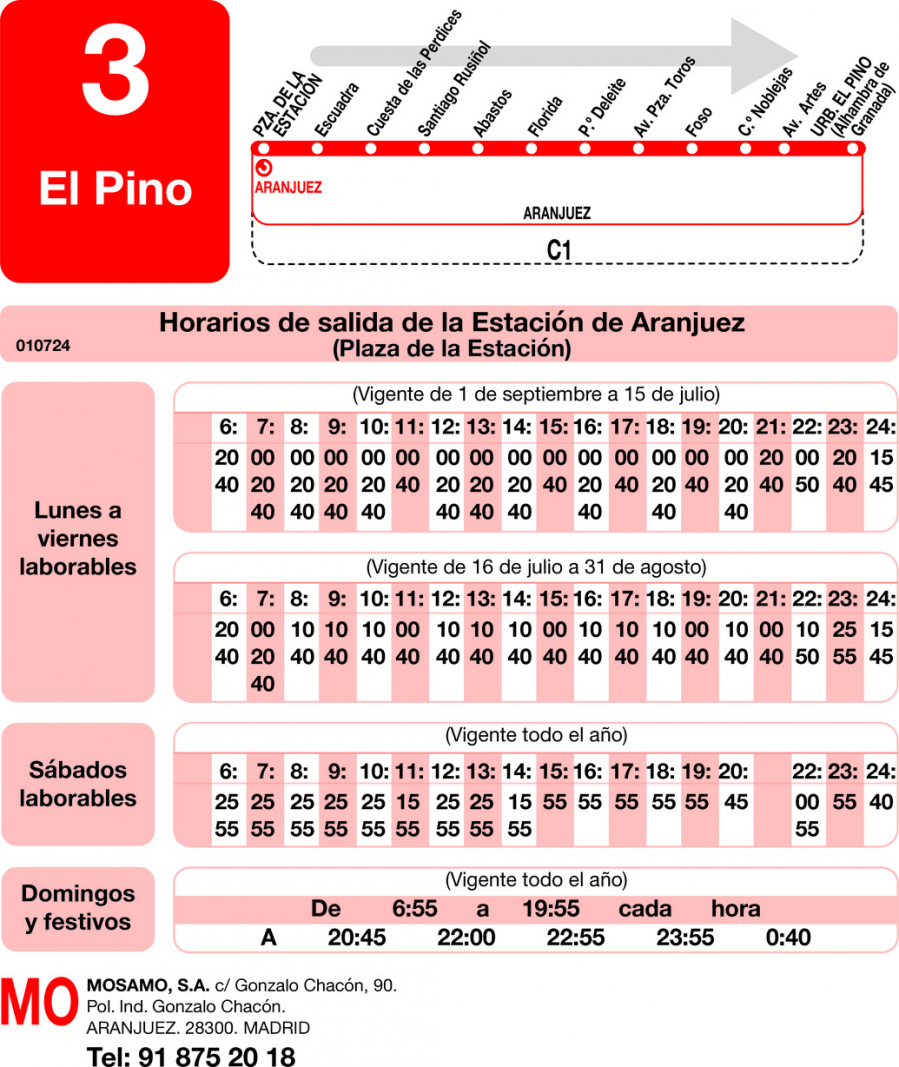 Horario de ida