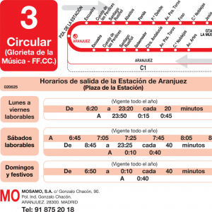 Horario de ida Línea L-3 Aranjuez Autobuses Urbanos