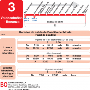 Horario de ida Línea L-3 Boadilla del Monte Autobuses Urbanos