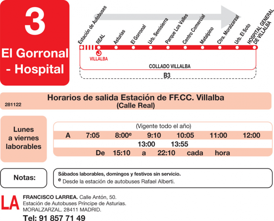 Horario de ida