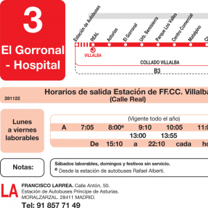 Horario de ida Línea L-3 Collado Villalba Autobuses Urbanos