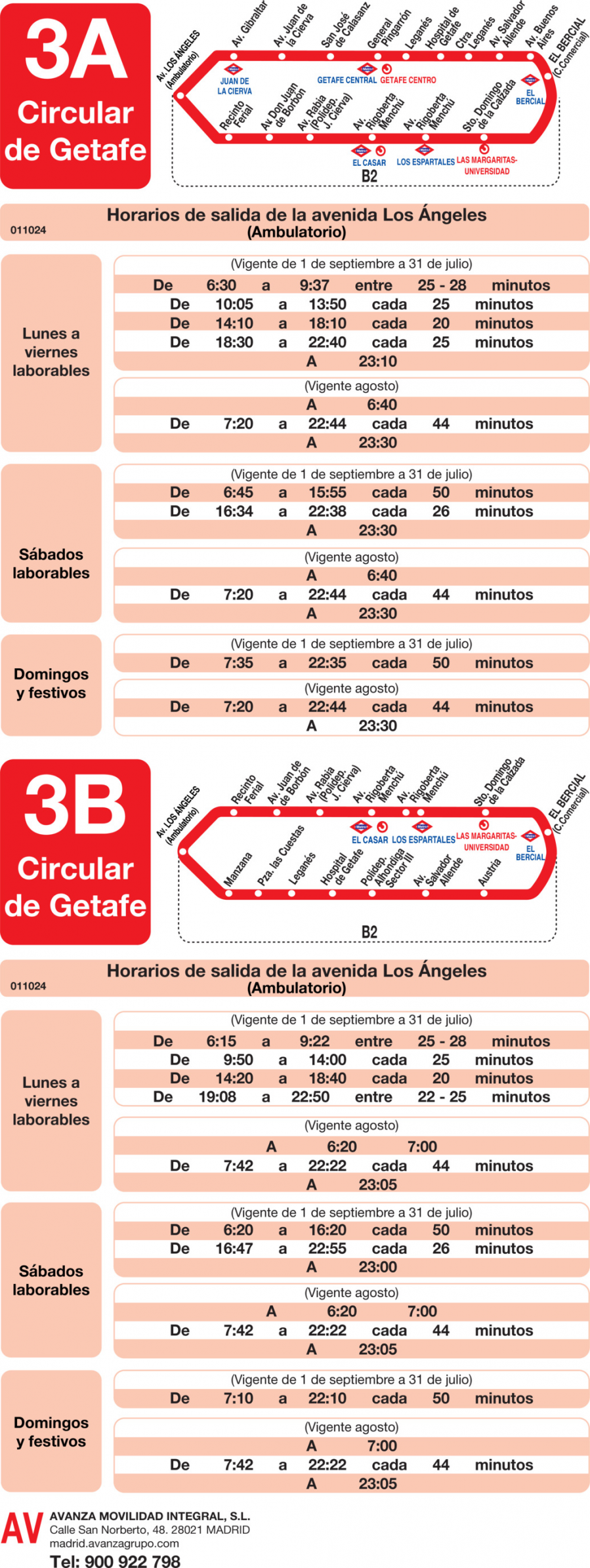 Horario de ida