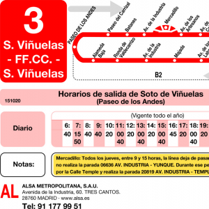 Horario de ida Línea L-3 Tres Cantos Autobuses Urbanos